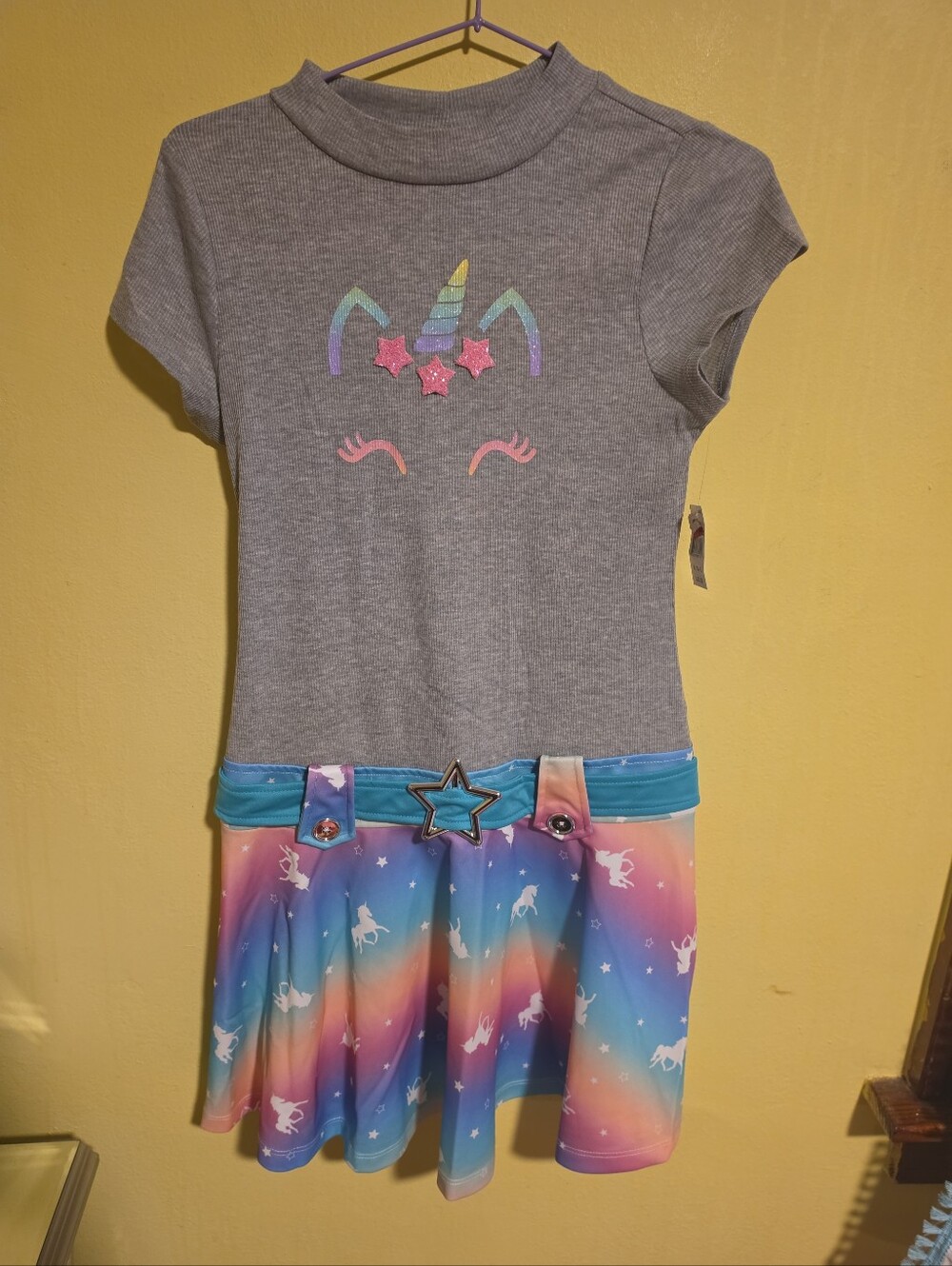 NWT Lilt Girls XL(14/16) Unicorn Fit And And Flare Skater Dress Mock Neck